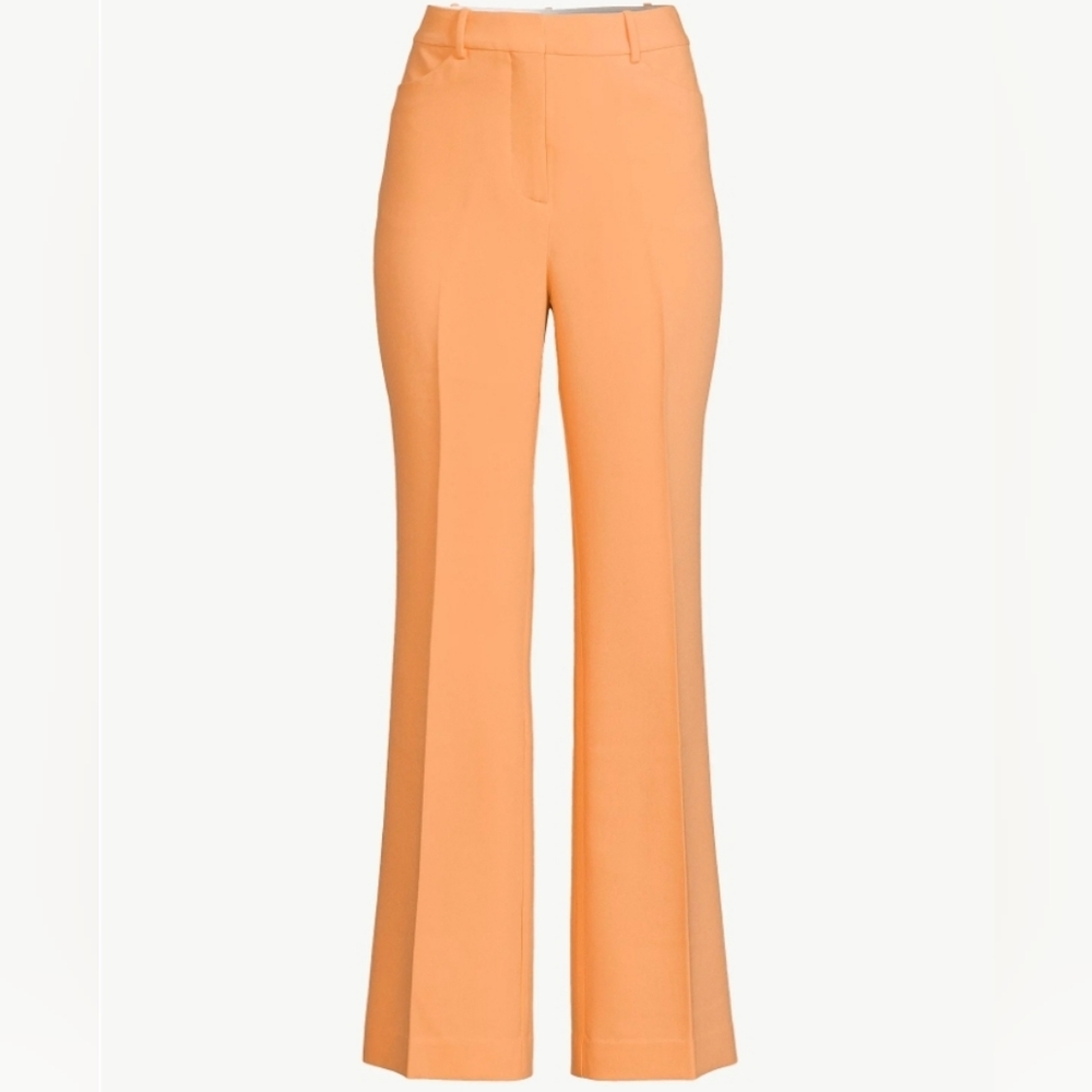Tall High Waisted Trousers Crease Front Size Medium 8-10 Color Pumpkin New - Picture 5 of 14